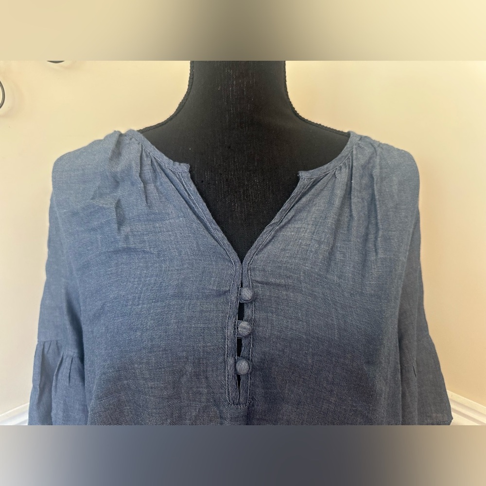 Lucky Brand Women's Blue Chambray Top Blouse Size XL NWOT